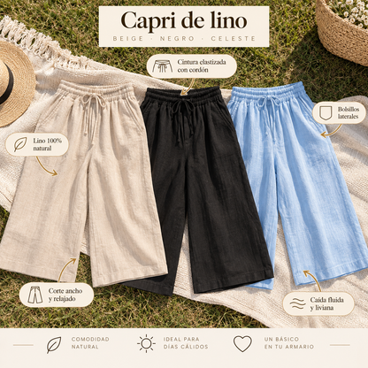Promo 3x1 capris de lino